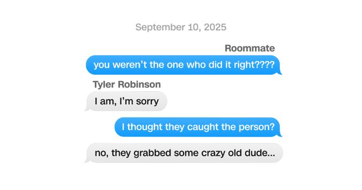 See the text messages that prosecutors say Charlie Kirk shooting suspect exchanged with his roommate
