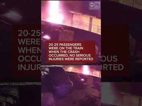 Fiery light rail/tractor-trailer crash in Phoenix, AZ