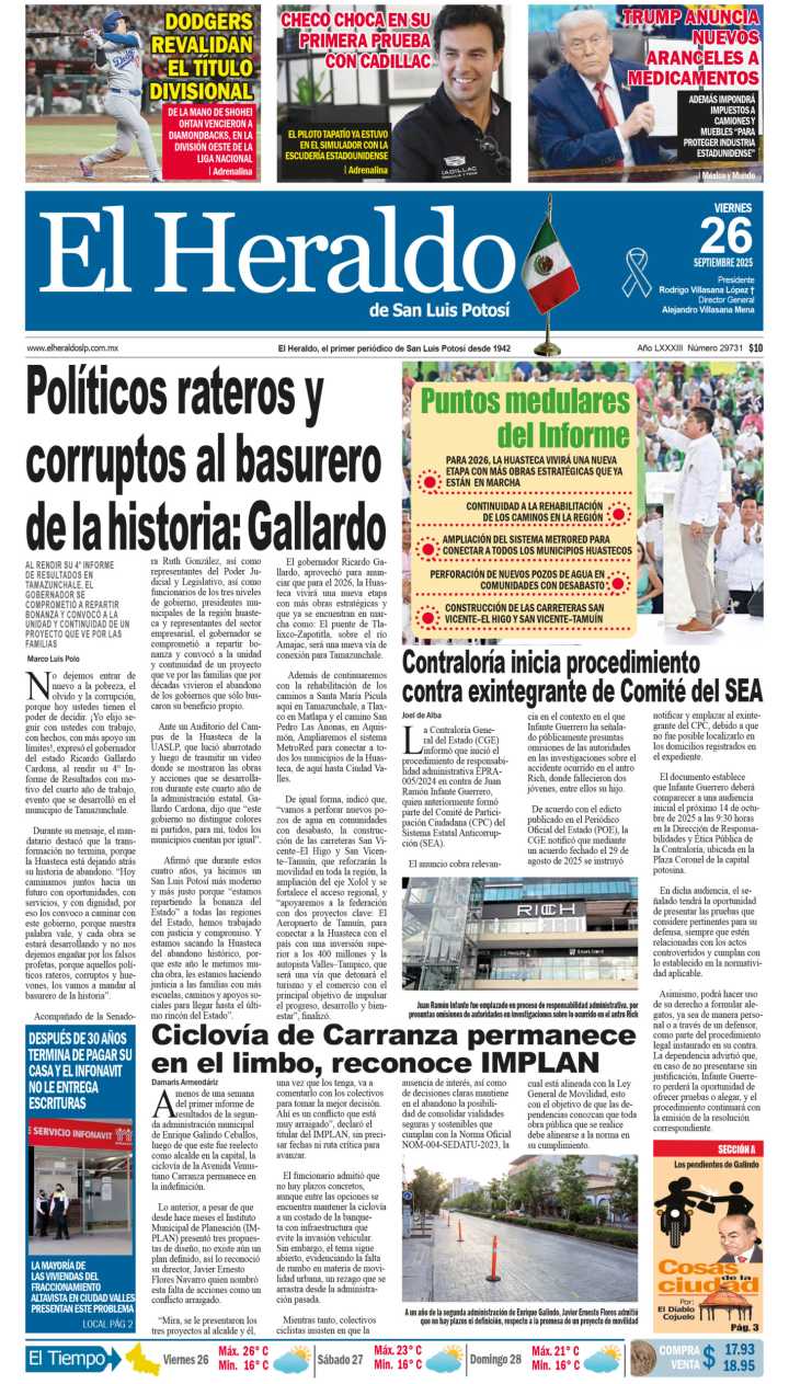 Edición impresa 26 de septiembre de 2025