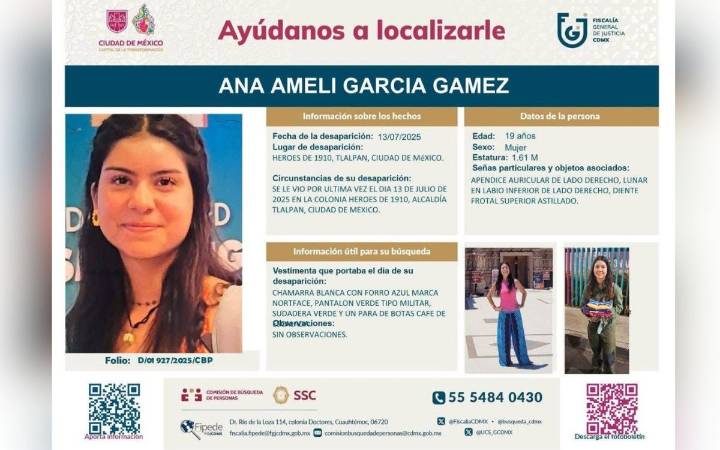 Se cumplen dos meses de la desaparición de Ana Amelí en el Ajusco; su familia exige apoyo a Harfuch en la búsqueda