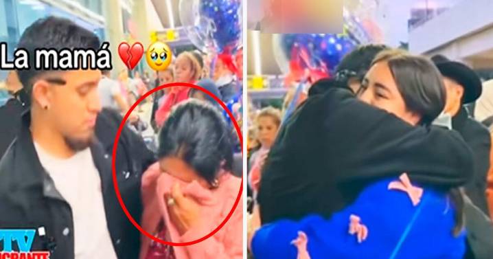 Inmigrante en Estados Unidos regresa a su país, su mamá lo recibe entre lágrimas, pero él abraza a su novia y en redes reaccionan: "Ya me dio rabia"