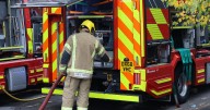 Car on roof after bicycle crash