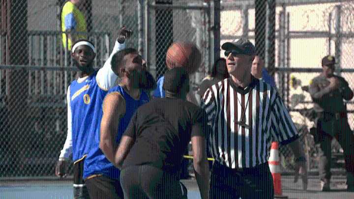 Warriors staff play basketball game against San Quentin inmates