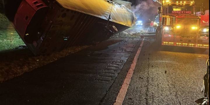 Firefighters put out semi-truck fire on I