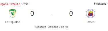 EQUIDAD VS DEPORTIVO PASTO