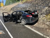 Motorists jump out of moving car on highway after engine fire shut down brakes