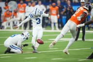 Spencer Shrader converts from 45 yards after penalty on 60-yard miss and Colts beat Broncos 29