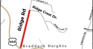 Portion of Ridge Road near Braddock Heights to close for culvert repair