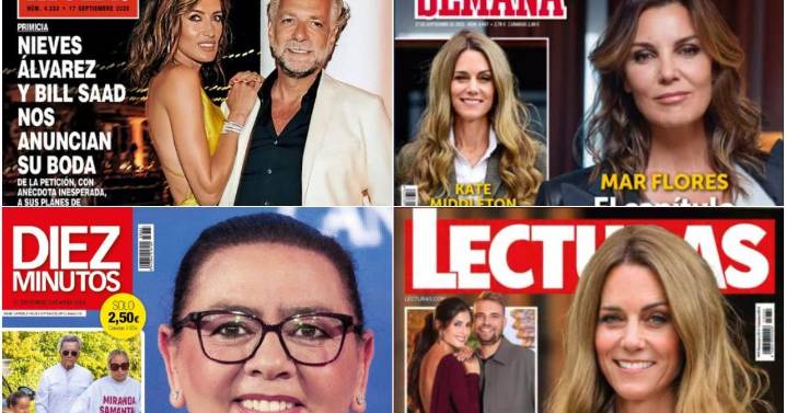 Las portadas de la revistas del corazón de hoy: las bodas de Joaquín Prat y Nieves Álvarez y las memorias de Mar Flores