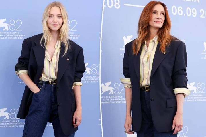 Amanda Seyfried borrows Julia Roberts' Versace outfit at Venice Film Festival