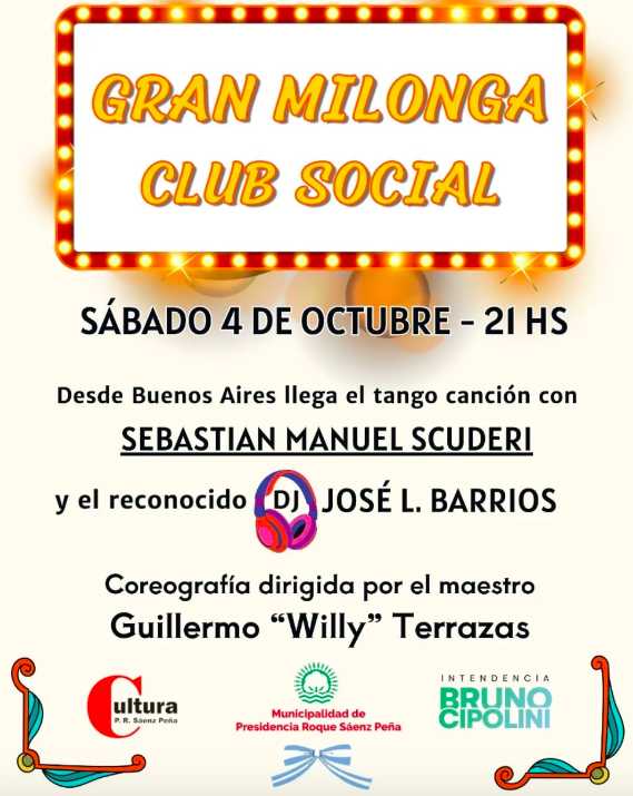 Gran Milonga en el Club Social: desde Buenos Aires llega el tango canción con Sebastián Manuel Scuderi