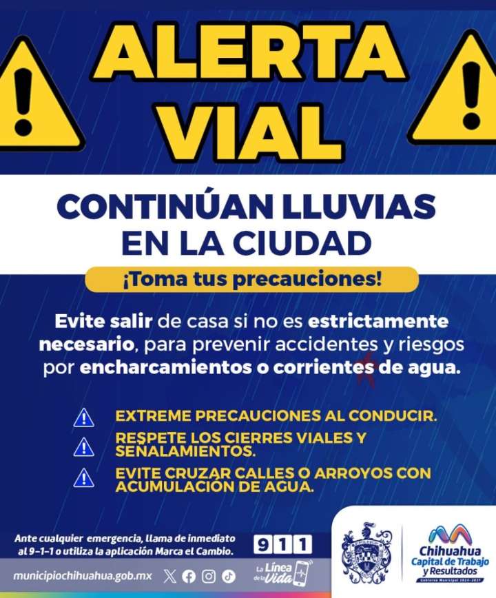 Aviso, cuídate por las lluvias fuertes pronosticadas este fin semana: Protección Civil Municipal