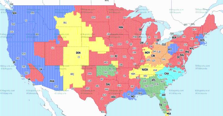 Titans at Broncos TV broadcast map for Week 1