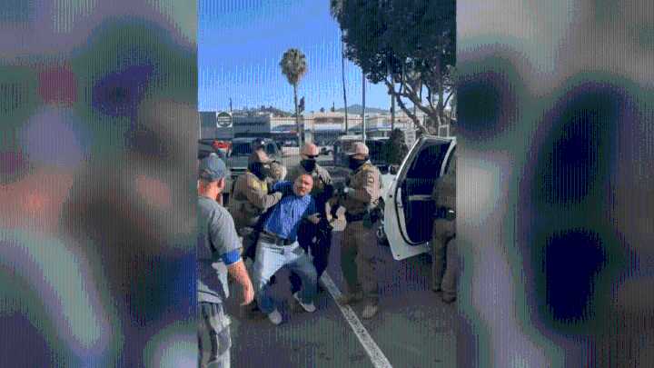 Masked Border Patrol agents detain people at Home Depot store in Hollywood