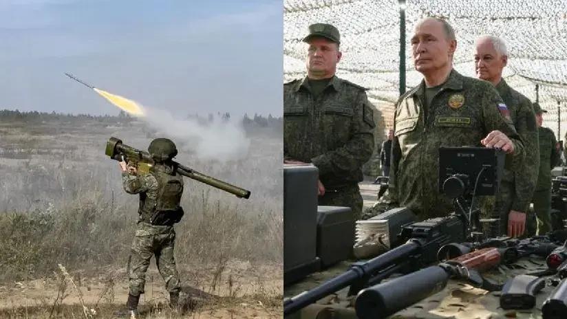 Putin, vistiendo uniforme militar, supervisó el final de las maniobras ruso