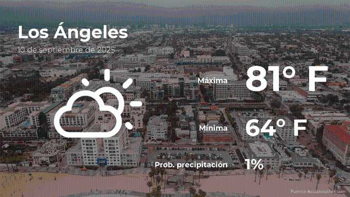 Pronóstico del clima en Los Ángeles para este miércoles 10 de septiembre