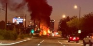 Light rail, semi-truck erupt in flames after crash in downtown Phoenix