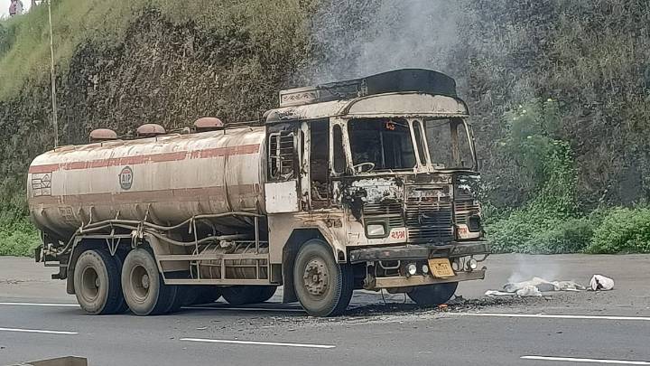 VIDEO: Oil Tanker Catches Fire At Jambhulwadi On Pune