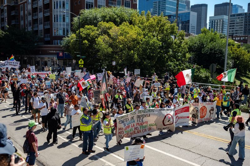 In Chicago, thousands protest against threat of ICE, National Guard deployment