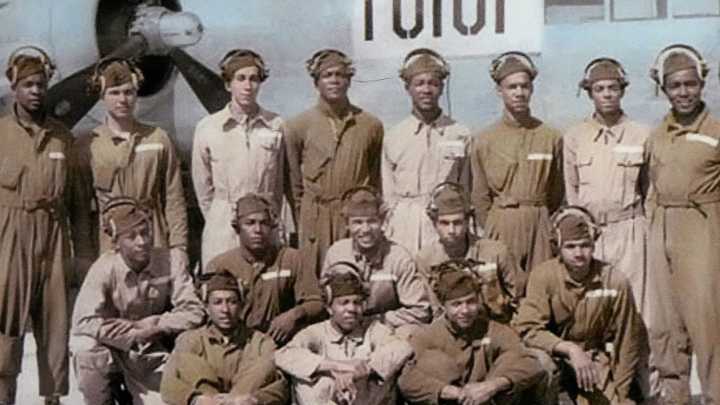 Banner honoring Tuskegee Airmen on display at Canton City Hall
