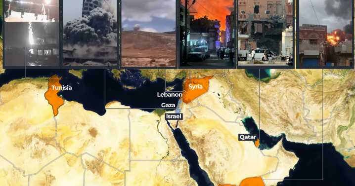 Maps: Israel has attacked six countries in the past 72 hours