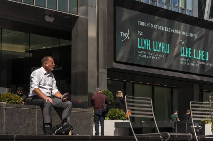 S&P/TSX composite down 100 points Friday morning, U.S. stock markets mixed