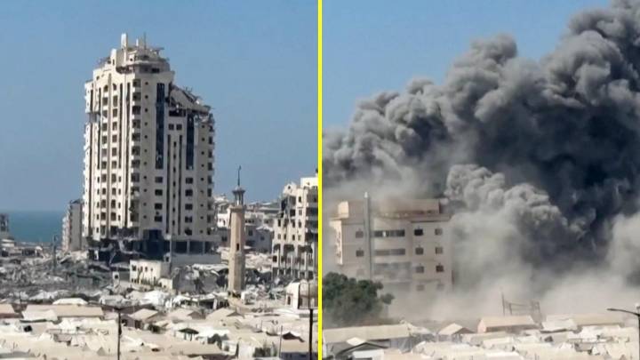 Video capta ataque israelí a edificio de 14 pisos en Gaza: Se desplomó en tan solo segudos