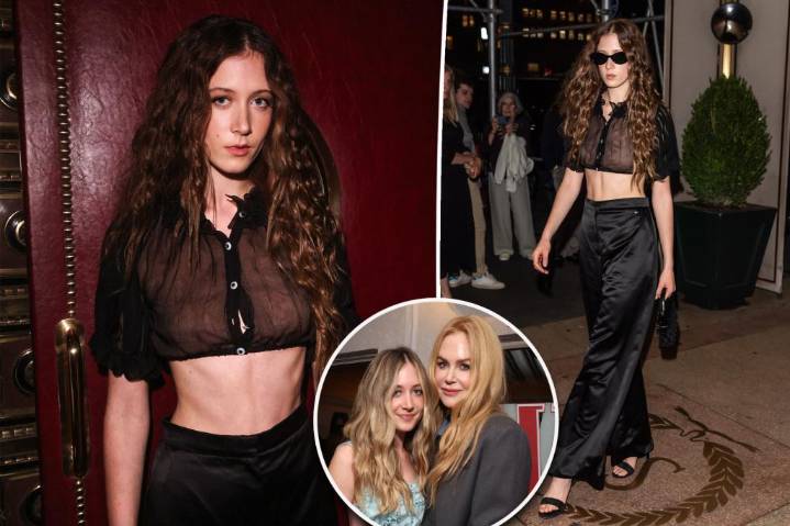Nicole Kidman’s daughter Sunday Rose rocks sheer crop top at  NYFW party