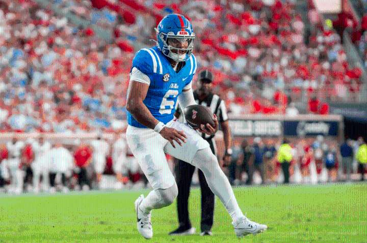 Trinidad Chambliss leads No. 17 Ole Miss to 41-35 win over Arkansas in inaugural start
