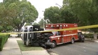 Police chase with suspect in stolen ambulance ends in crash in Alhambra