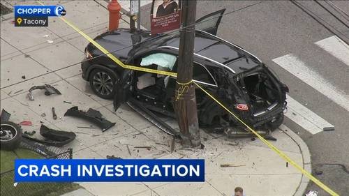 Crash leaves several parked vehicles damaged in Philadelphia's Tacony section