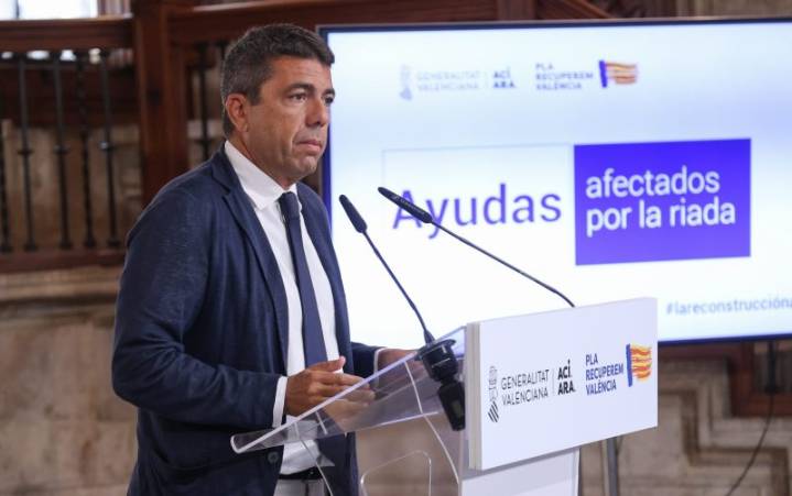 Mazón anuncia 350 millones de euros para abonar de forma automática más ayudas dana de primera necesidad, vehículos, autónomos y trabajadores