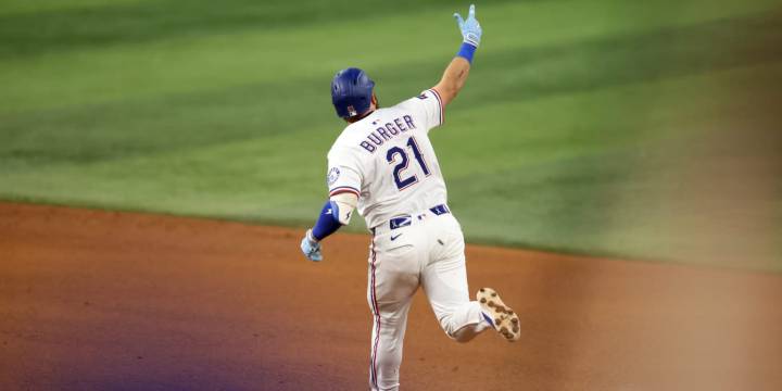 Jake Burger hits two home runs, Rangers sweep Brewers
