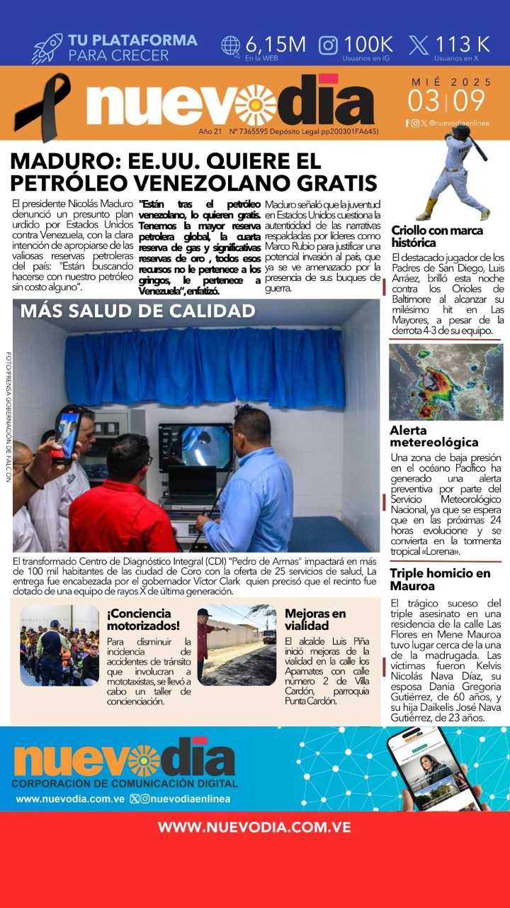 Portad del 03 de septiembre de 2025