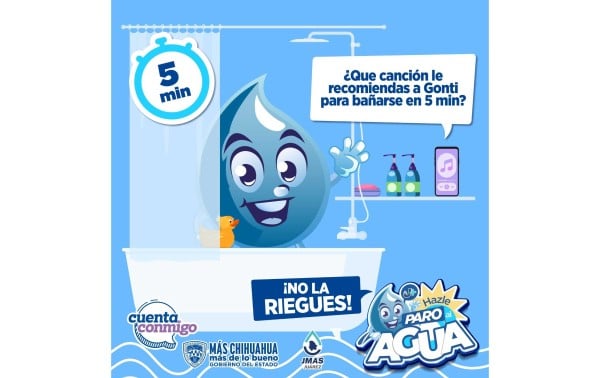 Reducir el tiempo de baño a 5 minutos ahorra hasta 500 litros de agua