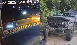 CCTV Footage Of Speeding Thar Which Rammed Into Exit Divider & Killed 5 In Gurugram Surfaces