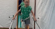 Powerful moment orphaned girl, 9, walks with new artificial leg in stricken Gaza
