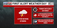 FIRST ALERT WEATHER DAY | A few severe storms Friday evening before a cool weekend