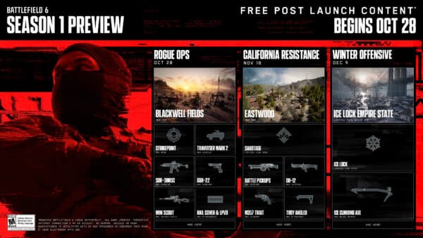 Battlefield 6 Season 1 Roadmap Outlines New Content Dropping on Oct. 28, With Monthly Content Releases Confirmed