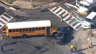 Car, school bus crash in South Jersey