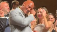 Watch the emotional moment movie hardman The Rock breaks down in tears as new film receives 15 minute standing ovation