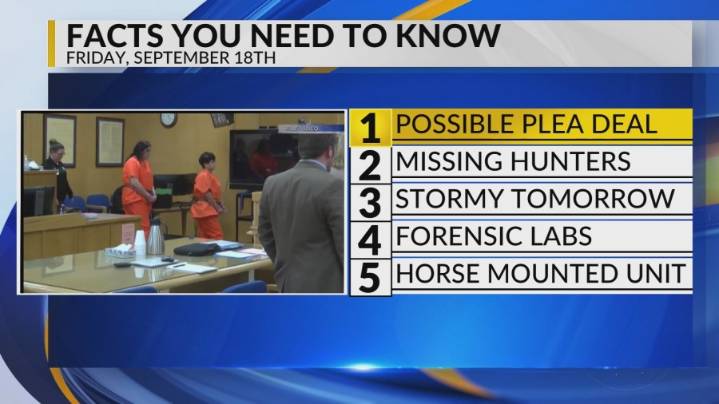 Family speaks out, Search for missing hunters, Monsoon storms, Forensic labs accreditation, APD horse mounted unit