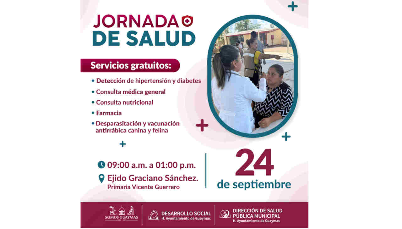 Tendrán Jornada de salud familias del ejido Graciano Sánchez
