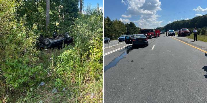 Person hospitalized after rollover crash on I