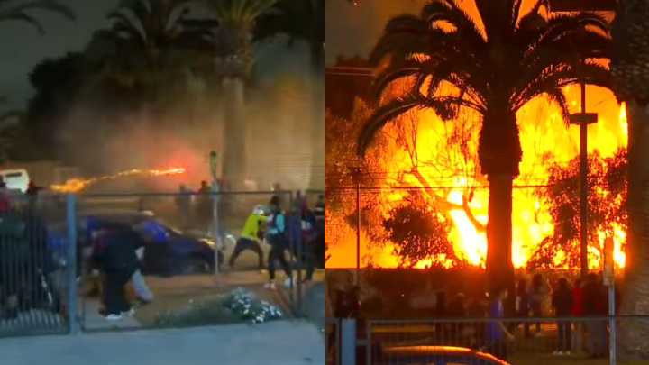 "Banderazo" de la U en La Serena terminó en desmanes y un incendio