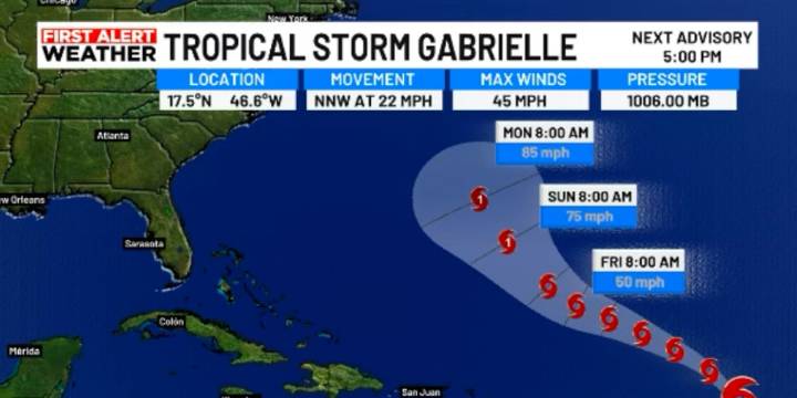Tropical Storm Gabrielle forms