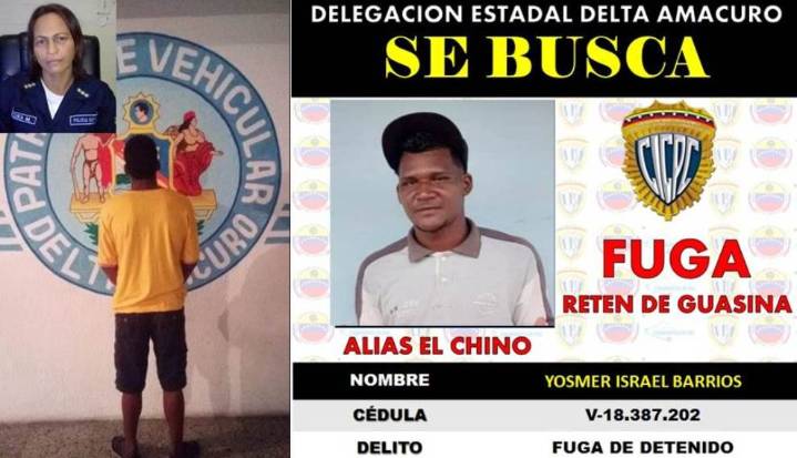 Polidelta recaptura al «Chino», prófugo VI del retén de Guasina
