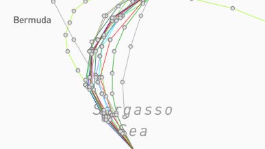 Gabrielle storm path, spaghetti models for possible hurricane
