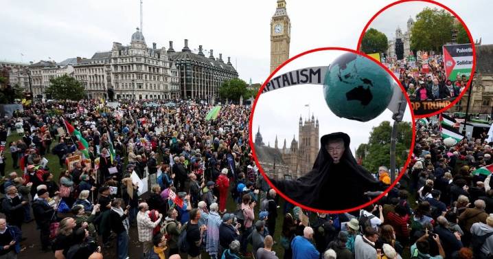 División en Gran Bretaña por Donald Trump: miles de personas marchan en Londres contra su visita de Estado mientras en Windsor recibe honores reales