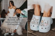Woman Wears Platform Cinderella Crocs on Her Wedding Day (Exclusive)